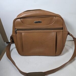 Samsonite Concord Vintage‎ Tan Faux Leather Messenger Bag Travel Shoulder Bag